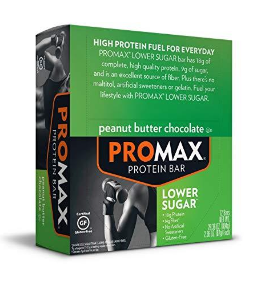 ข้อมูลโภชนาการ แคลอรี่ PROMAX-Protein-Bar-Lower-Sugar-Peanut-Butter-Chocolate-promax-protein-bar-lower-sugar-peanut-butter-chocolate