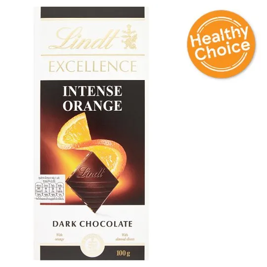 ข้อมูลโภชนาการ แคลอรี่ ลินด์-เอ็กเซอร์แลนซ์-ดาร์กช็อกโกแลต-รสส้ม-lindt-intense-orange